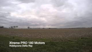 Hobbyzone Delta Ray  XTREME PRO 180 Motors Vs Stock Motors [upl. by Thynne685]