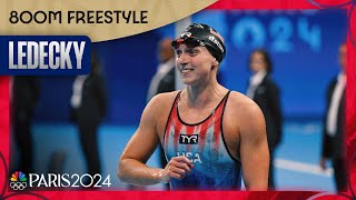 Katie Ledecky takes gold in 800m freestyle for FOURTH STRAIGHT OLYMPICS  Paris Olympics [upl. by Ariaes897]