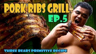 primitive survival tool  pork ribs grill with herb yummy yummyEP5 [upl. by Kaiser296]