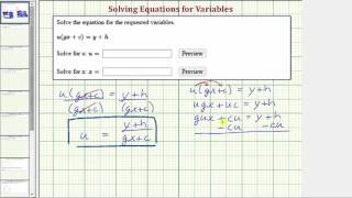 Literal Equations Solve ugxcyh for Two Variables [upl. by Killion629]