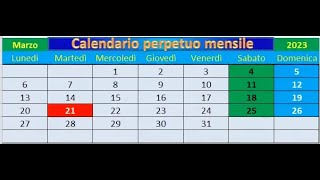 Calendario Perpetuo mensile [upl. by Bidget743]