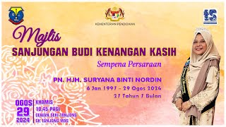 MAJLIS SANJUNGAN BUDI KENANGAN KASIH SEMPENA PERSARAAN PN HJH SURYANA BINTI NORDIN [upl. by Htebsle536]