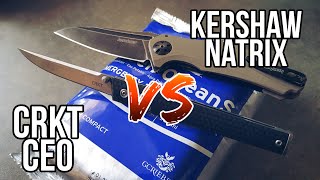 Duel à 3990e  CRKT CEO VS KERSHAW NATRIX [upl. by Annirak]