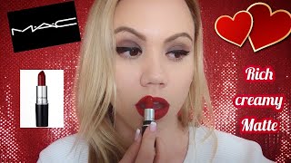 MAC RUSSIAN RED REVIEW 2018 PALE SKIN Valentines DAY Red lip MUST HAVE MATTE RED Lipstick [upl. by Aiekan]