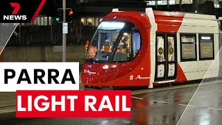 Parramatta light rail begins testing for Stage 1 from Westmead to Carlingford  7 News Australia [upl. by Llehsram]