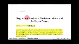 Moderator SPSS Hayes Process Simple Slopes Analysis and APA writeup [upl. by Lebyram]