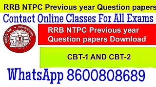 RRB NTPC Question Papers Contact Online Classes For All Exams WhatsApp 8600808689 [upl. by Glendon758]