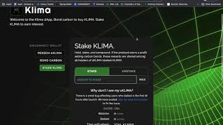 How to buy swap and stake KLIMA DAO tokenNew carbonbacked crypto DAO SelfExplanatory [upl. by Quennie]