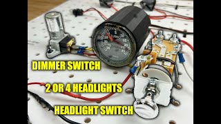 How To Wire 4 Headlights  Pull Switch  Dimmer High Beam Switch For Beginners [upl. by Shanly570]