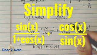 EASY TRIG SIMPLIFICATION EXPLANATION  Simplify sinx1cosx  cosxsinx  Trigonometry [upl. by Avitzur]