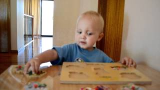 Anecdotal Record  Levi 18 months completing a puzzle [upl. by Avin]