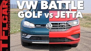 Old vs New Review 2019 Volkswagen Jetta and 2018 Golf Alltrack Drag Race [upl. by Ecirtaed103]