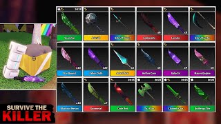 ALL SPACE CRATE amp STPATRICKS WEAPONS 2023 Showcase  🔪Survive The Killer [upl. by Peisch]