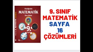 9 Sınıf Matematik Kitabı Sayfa 16 Çözümleri [upl. by Assirahs851]