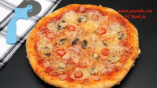 Pizza Speciale  Pizza mit Schinken Salami und Pilzen  Pizza Rezept [upl. by Siloum]