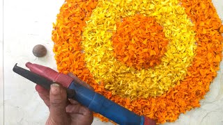 Easy Phoolon ki rangoli  Simple Flower Decoration for Diwali  Small rangoli designs with flower [upl. by Gibeon597]