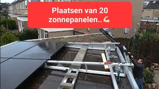 Plaatsen 38 zonnepanelen  SolarEdge hybride omvormer  92kwh accus met backup interface deel 3 [upl. by Ahsienel]