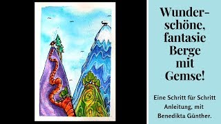 Berge mit Gemse ganz locker und leicht gemalt Video 38 [upl. by Sherrod]