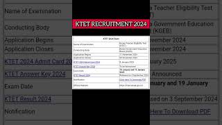 KTET RECRUITMENT 2024 🥳  APPLY NOW shorts ktetexam teacher job recruitment [upl. by Koziel]