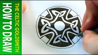 How to Draw Celtic Patterns 47  Celtic Cross with Triskeles  Leeds 5of5 [upl. by Shanney]