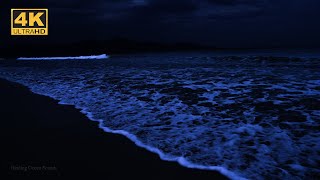 Beat Insomnia to Wake Up Rested with Relaxing Ocean Wave Sounds on a Dark at Night 4K [upl. by Torrie]