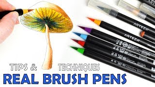 How to use REAL BRUSH Pens Tips and Techniques [upl. by Yhtrod]