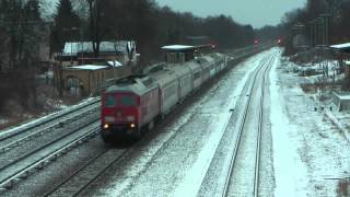 Ostbahn am 1212013 BR232BR234 mit BWESchlafwagenzug in Kaulsdorf Strausberg und Birkenstein [upl. by Mays]