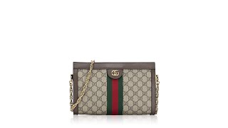 Gucci GG Supreme Web Ophidia Small Chain Shoulder Bag Beige Ebony [upl. by Itram681]