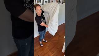 How to easily fold a fitted sheet  Folding sheets  Easy Step by step instructions on folding sheet [upl. by Sairacaz]