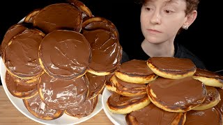 ASMR Nutella Pancakes Mukbang  Soft Eating Sounds [upl. by Kleon952]