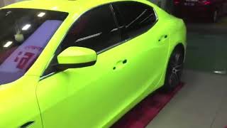 CARLIKE Car Wrap Gloss Magic Lemon Green Vinyl [upl. by Nawk399]