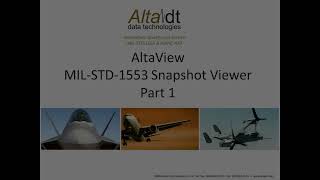 AltaView  MILSTD1553 Snapshot Viewer Part 1 [upl. by Becki]