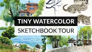 Tiny watercolor sketchbook tour Mediterranean landscapes amp urban sketching 2023 [upl. by Somerset]