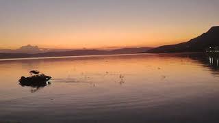 Sunset at Lake Chapala in Ajijic Mexico with Music Pumping Boat Departing to the Unknown [upl. by Marka208]