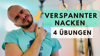 Nackenschmerzen lösen  4 Übungen gegen Verspannungen [upl. by Enetsirk]