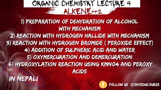 Alkene Part 2  Preparation and important Reactions Hydroboration  Hydroxylation  Bsc [upl. by Helsa]