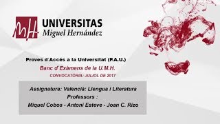 Valencià Llengua i Literatura Juliol de 2017  Opció A [upl. by Hummel]