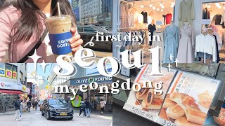 travel vlog 👜  a day in myeongdong shopping street 😊🛍️  first day in seoul korea 🇰🇷 [upl. by Brinna820]