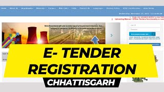 Tender Registration Chhattisgarh I Bidder Enrollment Chhattisgarh I ETENDER REGISTRATION [upl. by Ahsekin]