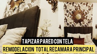 Tapizar con tela una paredDecoración recamaras pequeñasDiy cabecera de cama [upl. by Cornie451]