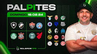 PALPITES DE FUTEBOL PARA HOJE 18 02 2024 DOMINGO  BILHETE PRONTO  Boleiros Tips [upl. by Midas]