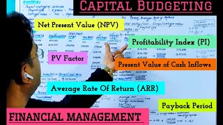 Capital BudgetingNPVProfitability IndexPV FactorPayback PeriodARRFinancial Management [upl. by Kcyred619]