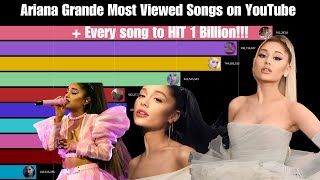 Ariana Grandes Most Viewed Song on YouTube  Every song to hit 1 Billion views [upl. by Nevarc598]