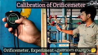 Calibration of OrificemeterCoefficient of discharge of Orificemeter malayalam hydraulics lab [upl. by Firmin]