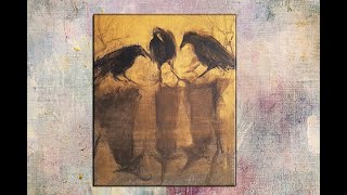 Mysterious Ravens only with 2 colors Step by Step Acrylic Painting on Canvas🐦‍⬛ 🎃MariArtHome [upl. by Ellerrehc]