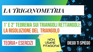 TEOREMI SUI TRIANGOLI RETTANGOLI LA RISOLUZIONE DI UN TRIANGOLO RETTANGOLO [upl. by Tatiana]