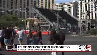 Progress continues on the F1 grandstands outside the Bellagio [upl. by Ragen]