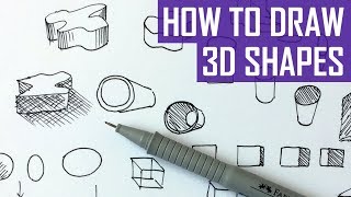 How to Draw 3D Shapes  Exercises for Beginners [upl. by Twitt]