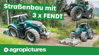 Wegsanierung mit Lener Hackgut  Fendt 1050 936 und 714 mit Steinbrecher Grader und Rüttelplatte [upl. by Trumann]