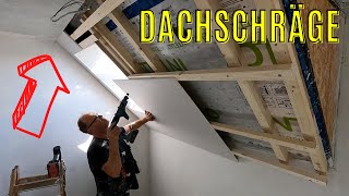 Trockenbau Übergang Dachschräge zur Betondecke Lattung Dachschräge ausrichten Dachflächenfenster [upl. by Aissela]